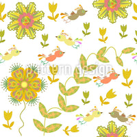 patterned-wallpaper-weird-birds-fly-over-the-flower-bed