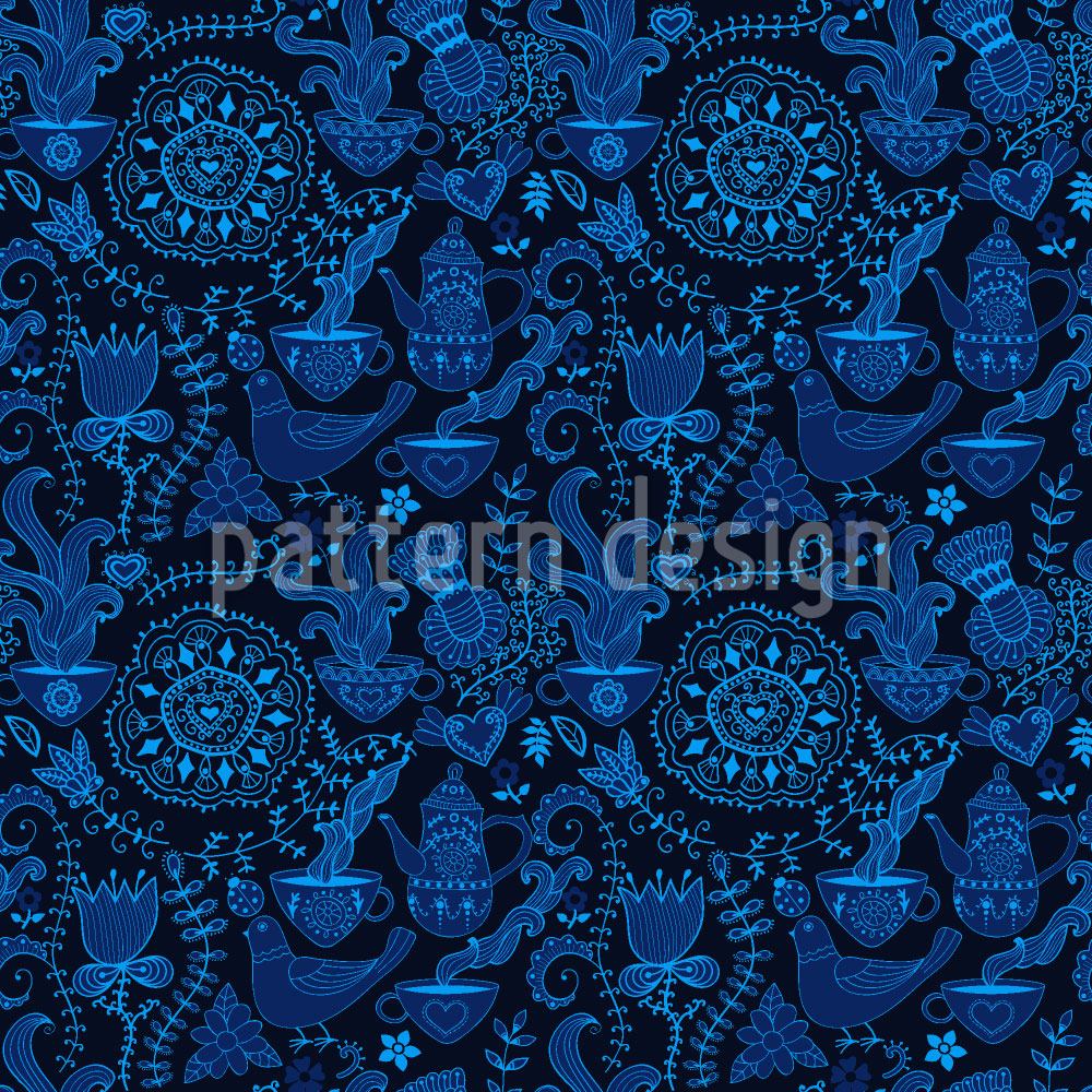 patterned-wallpaper-drink-tea-at-night