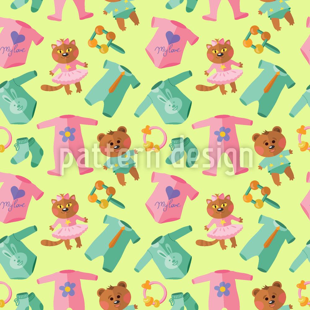 patterned-wallpaper-baby-clothes-and-toys