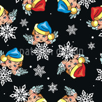 patterned-wallpaper-angels-and-snowflakes