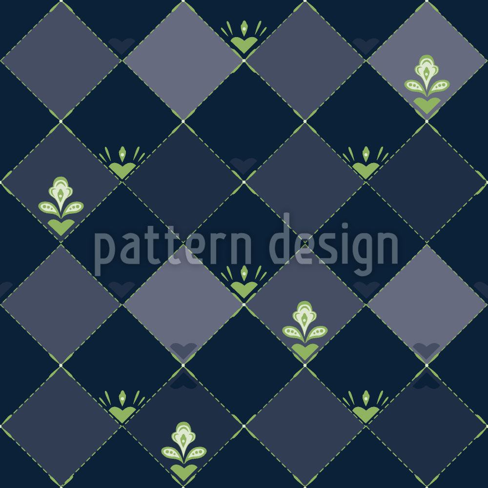 patterned-wallpaper-checkerboard-flowers