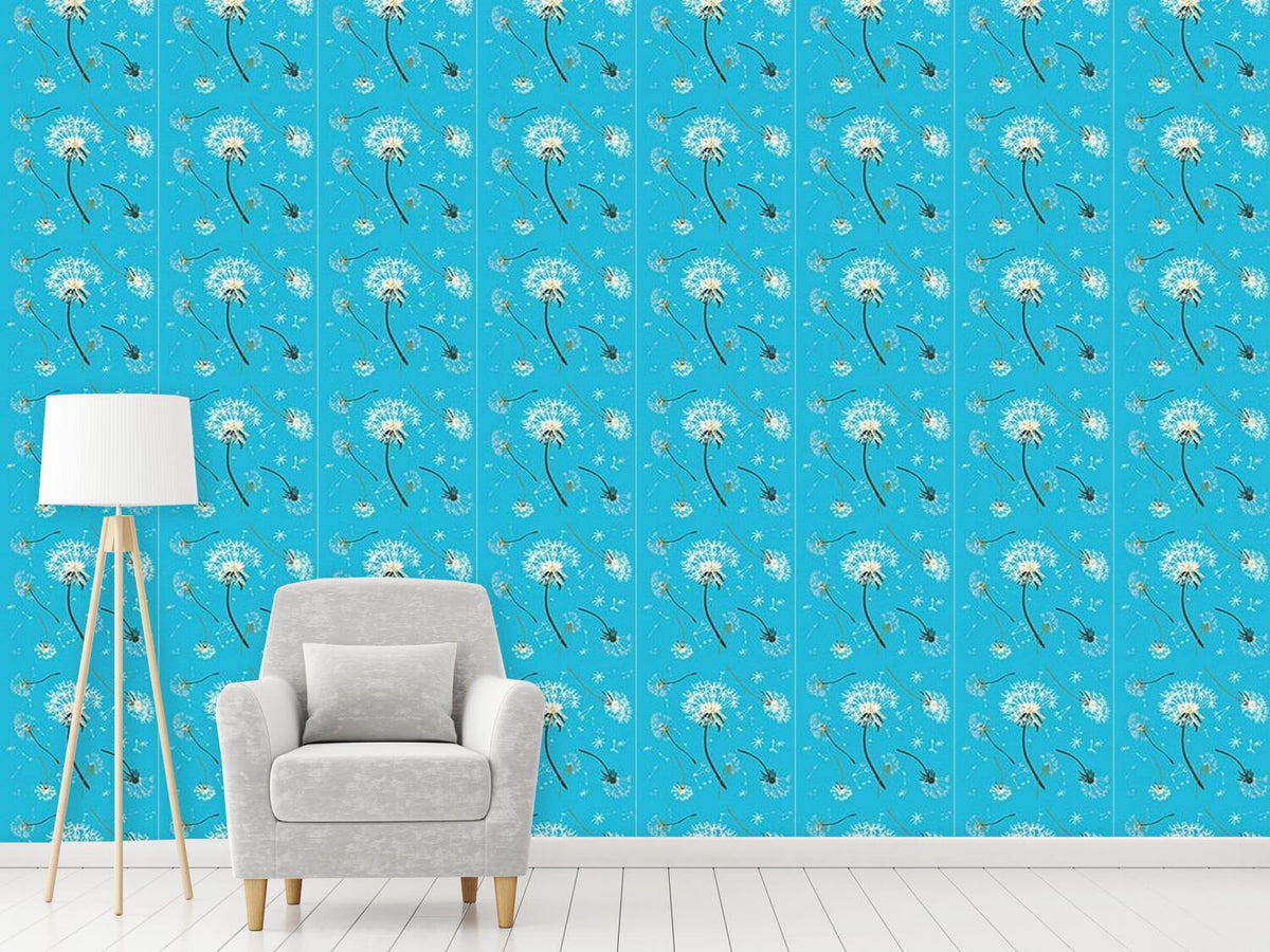 patterned-wallpaper-dandelions-blue