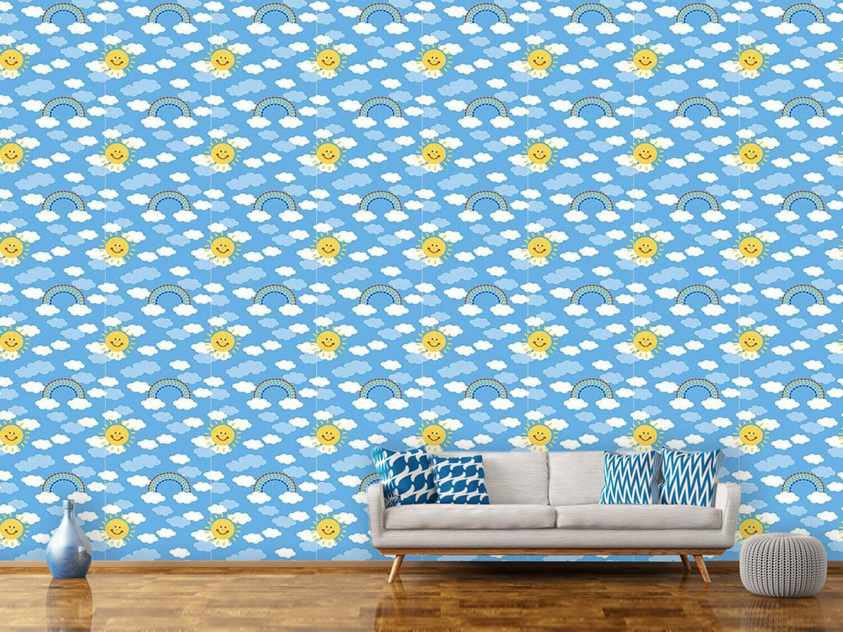 patterned-wallpaper-sunshine-and-rainbows