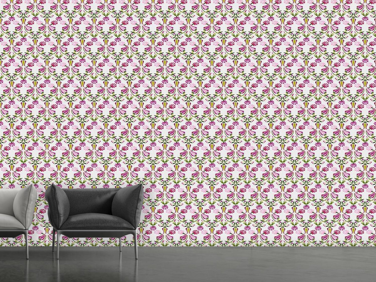 patterned-wallpaper-tulips-and-carnations-pink