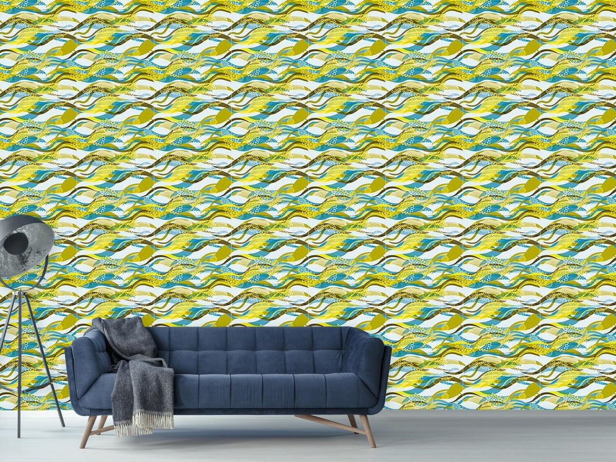 patterned-wallpaper-design-with-waves-and-flowers