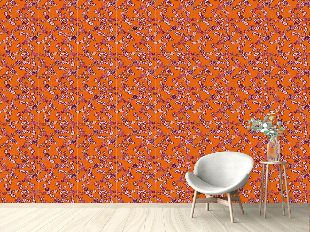 patterned-wallpaper-orange-paisley