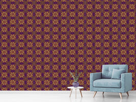 patterned-wallpaper-golden-stars-on-violet