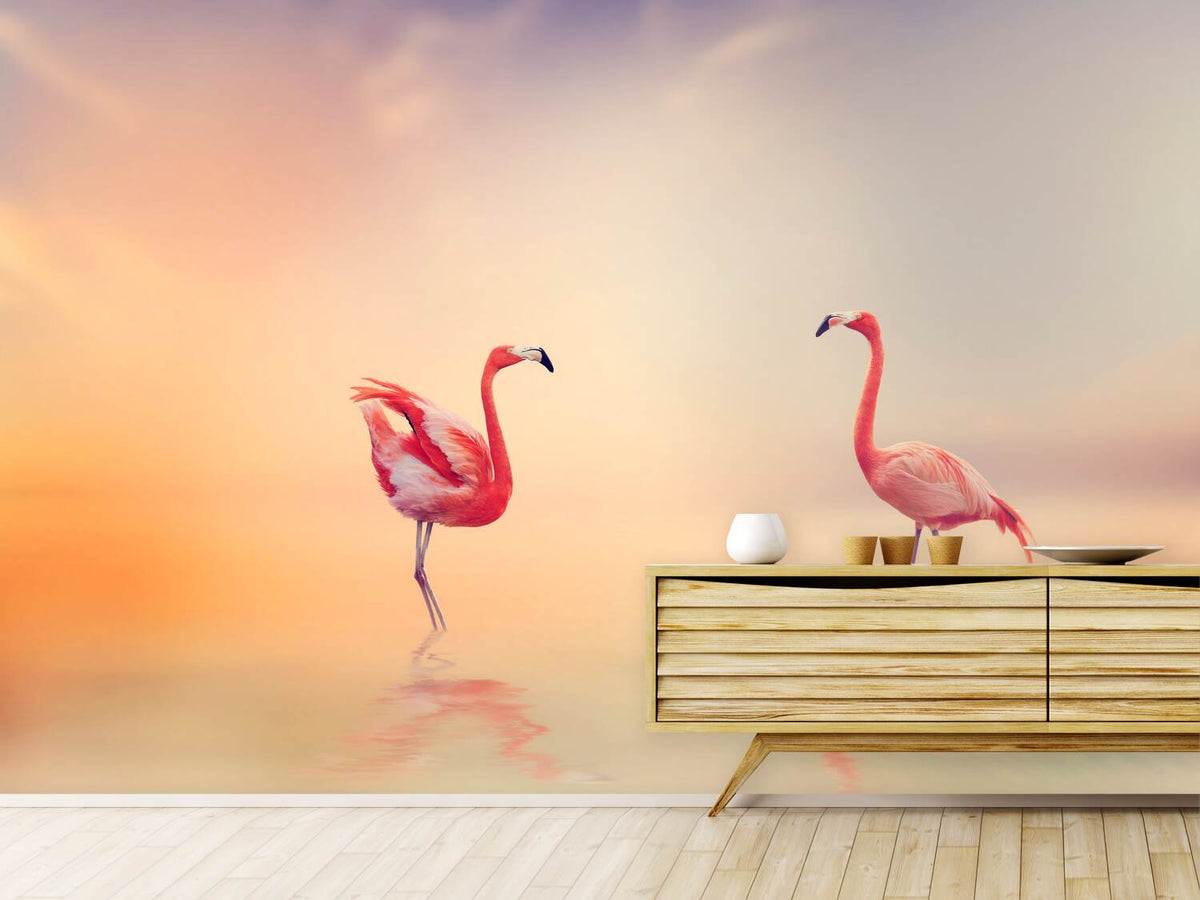 photo-wallpaper-romantic-flamingos