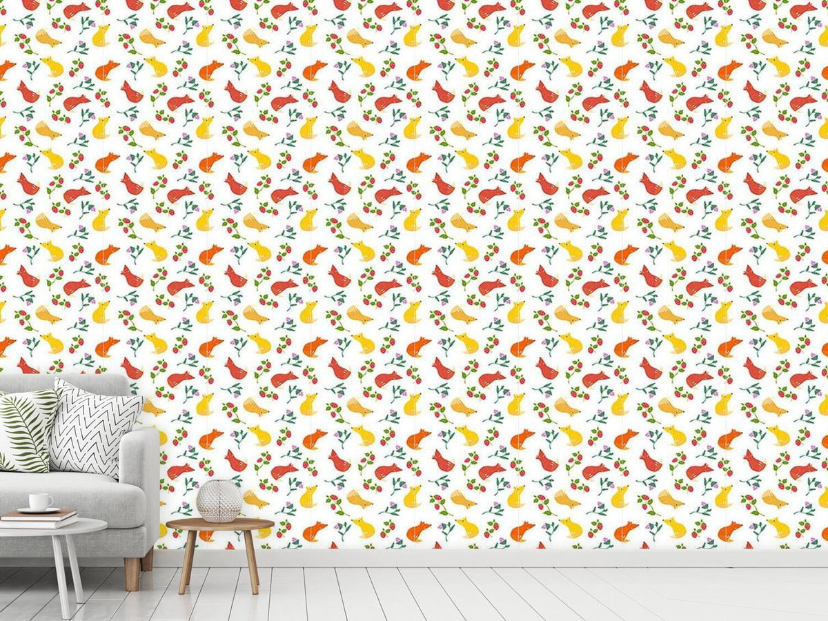 patterned-wallpaper-fox-friends