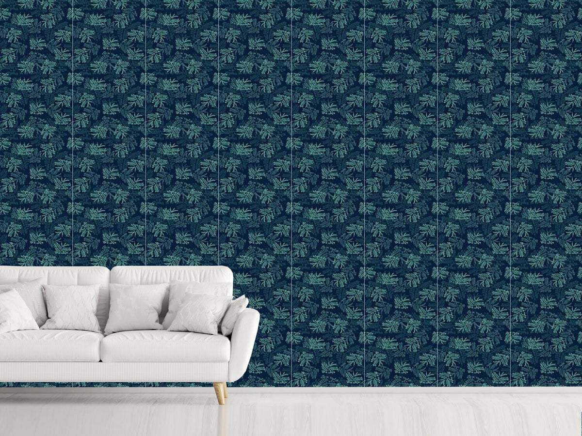 patterned-wallpaper-acacia-leaves-blue