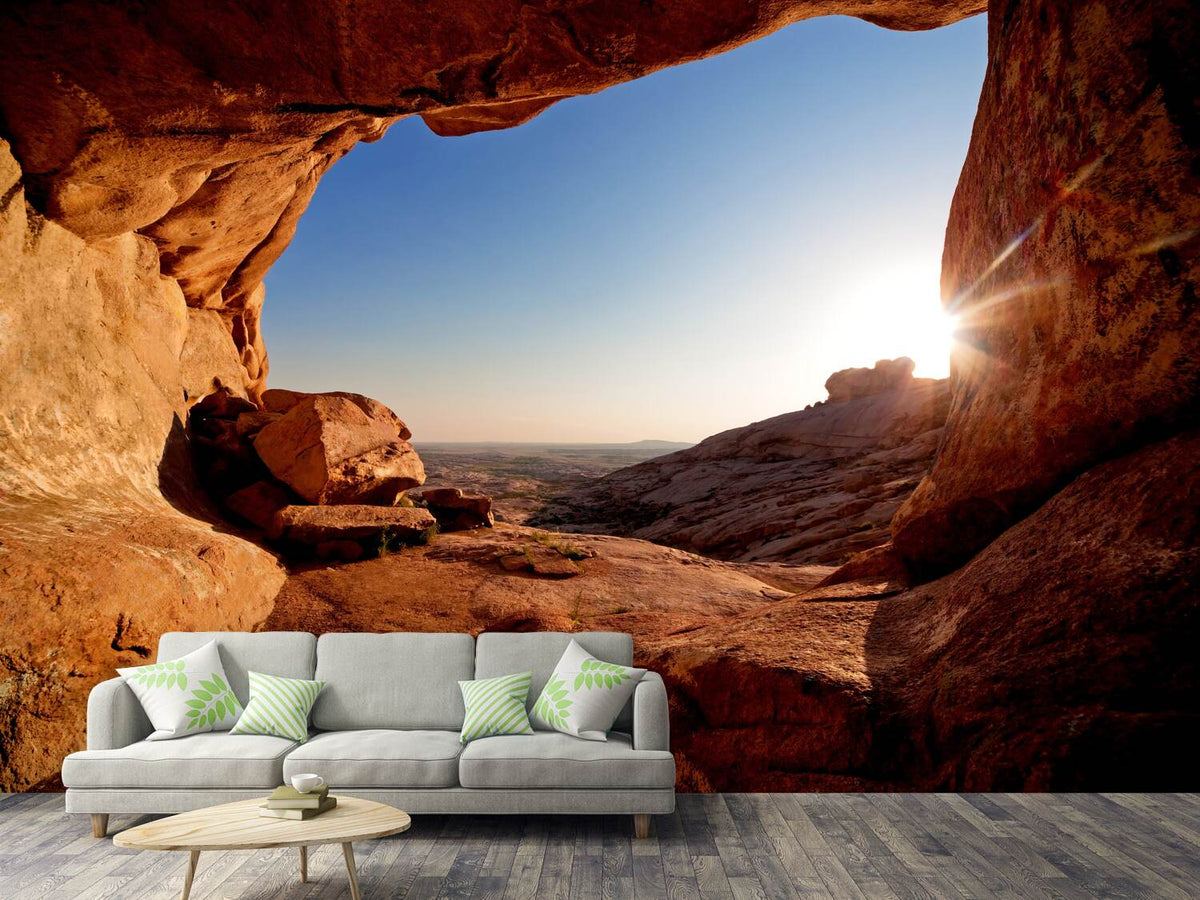 photo-wallpaper-sunset-in-front-of-the-cave