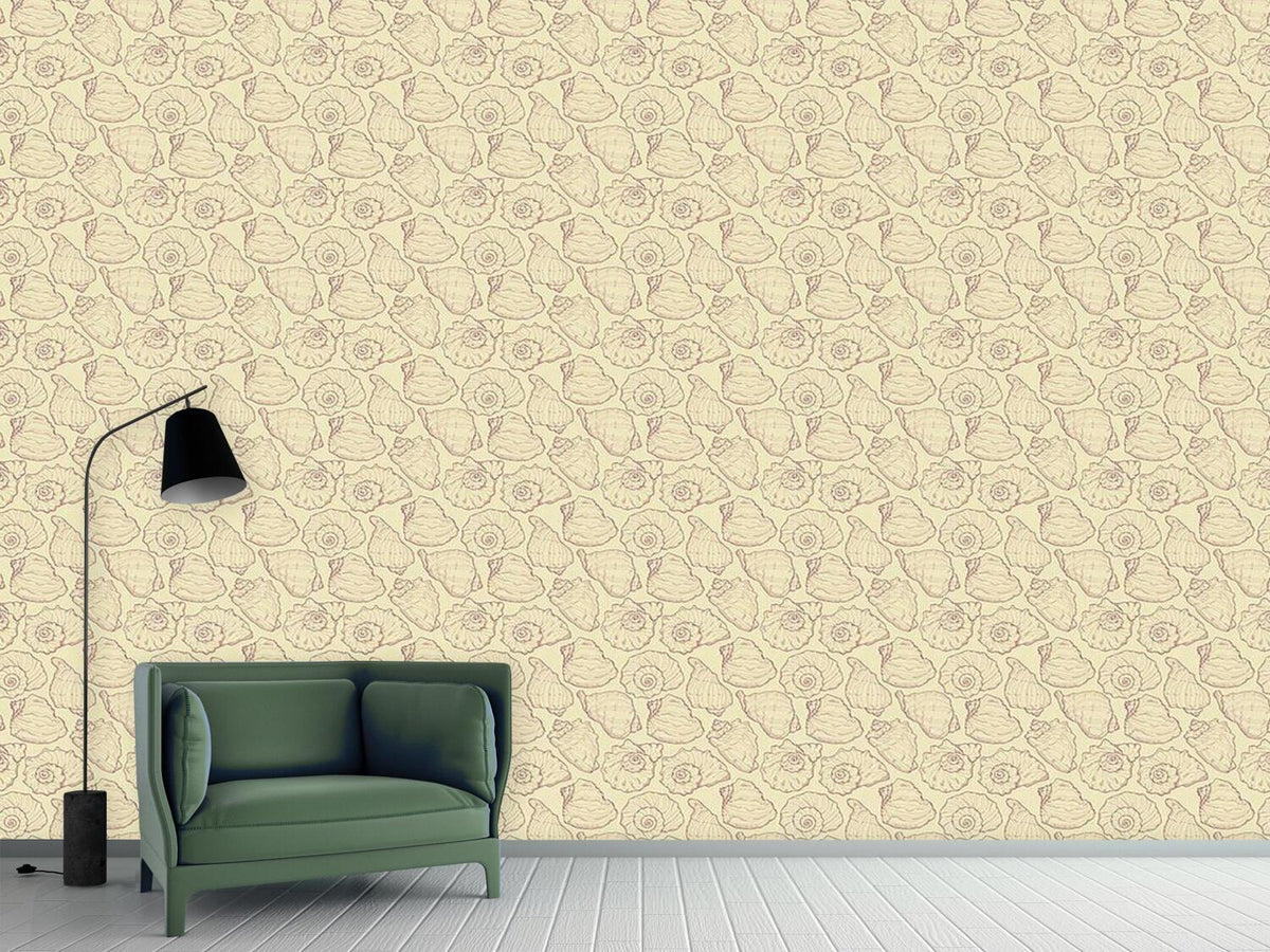 patterned-wallpaper-shellfish-yellow