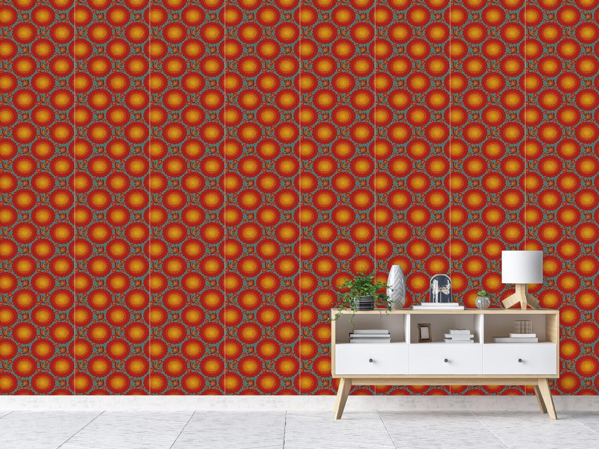 patterned-wallpaper-marigold-flowers