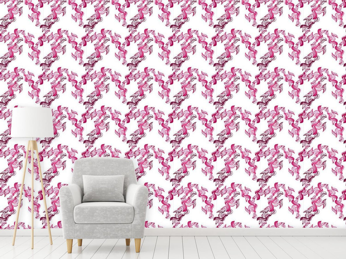 patterned-wallpaper-pink-leaves