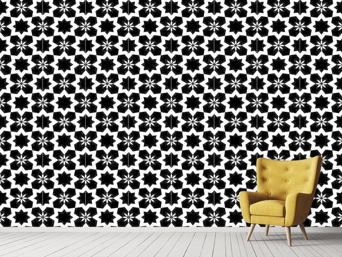 patterned-wallpaper-stars-black-and-white