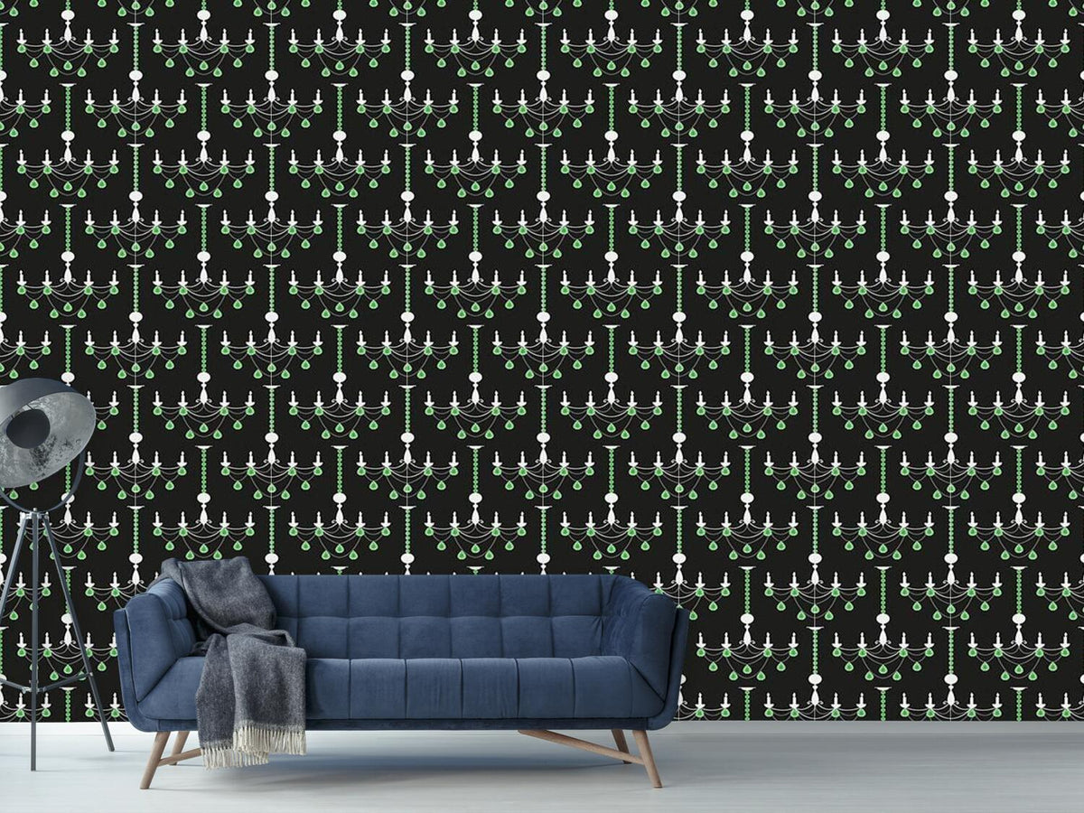 patterned-wallpaper-emerald-chandelier