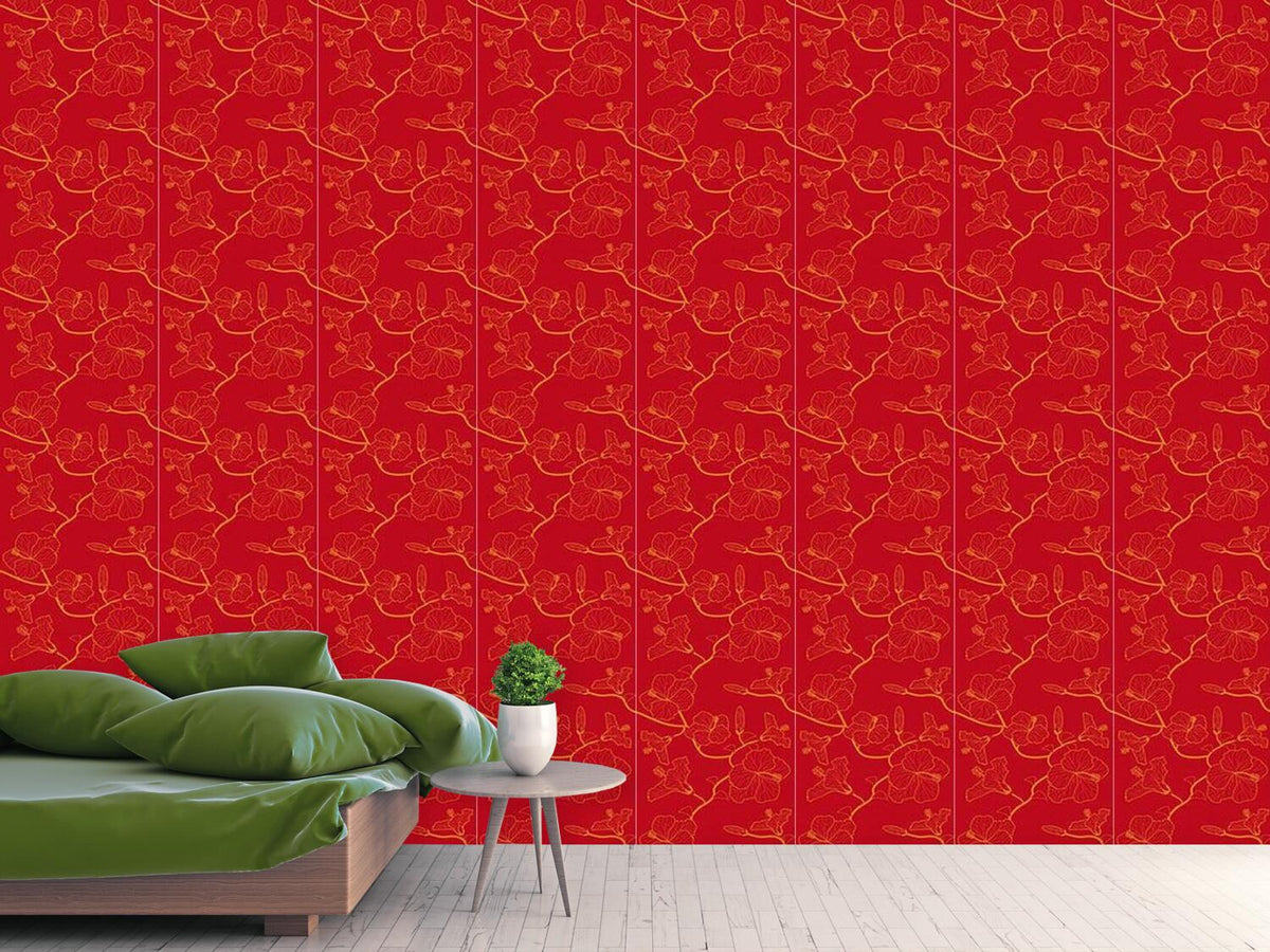 patterned-wallpaper-hibiscusdream-in-red