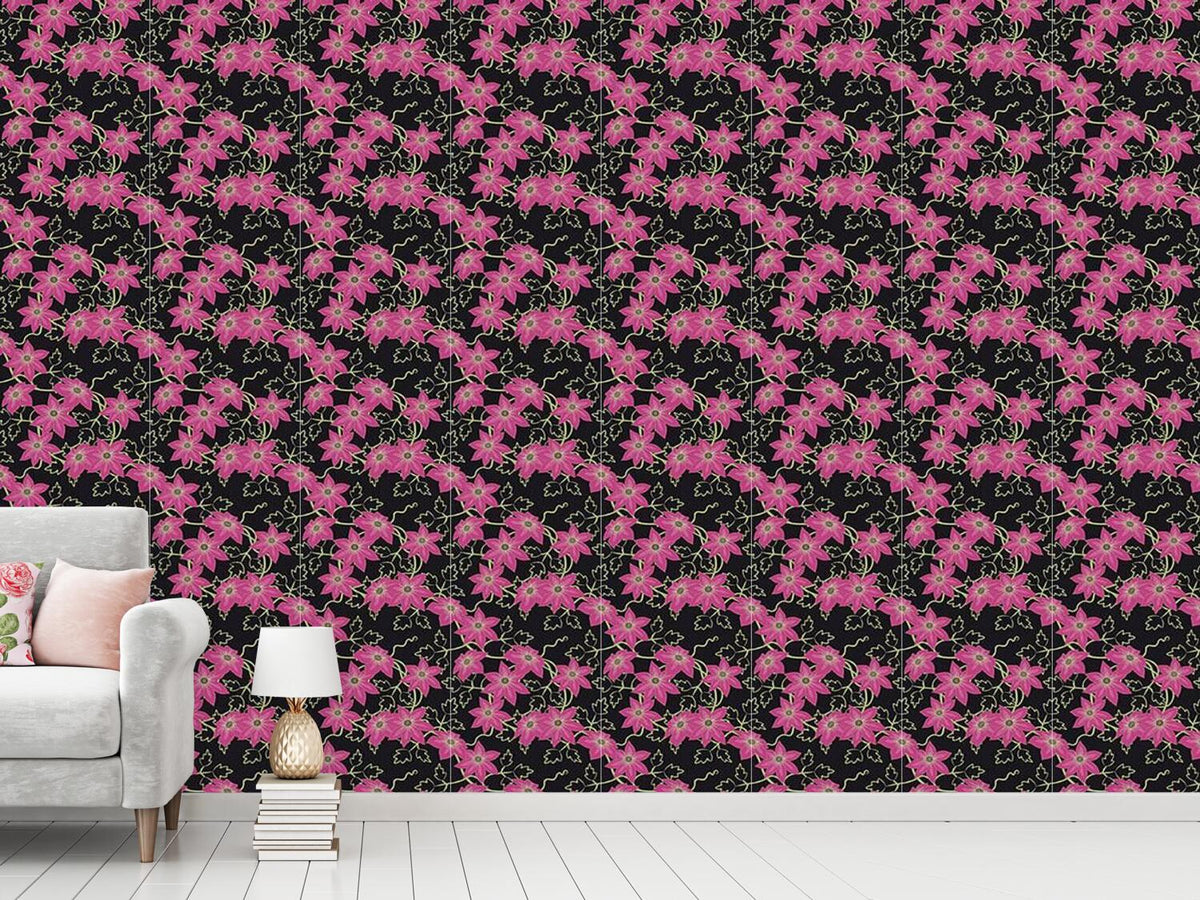 patterned-wallpaper-clematis-dream-garden-at-night