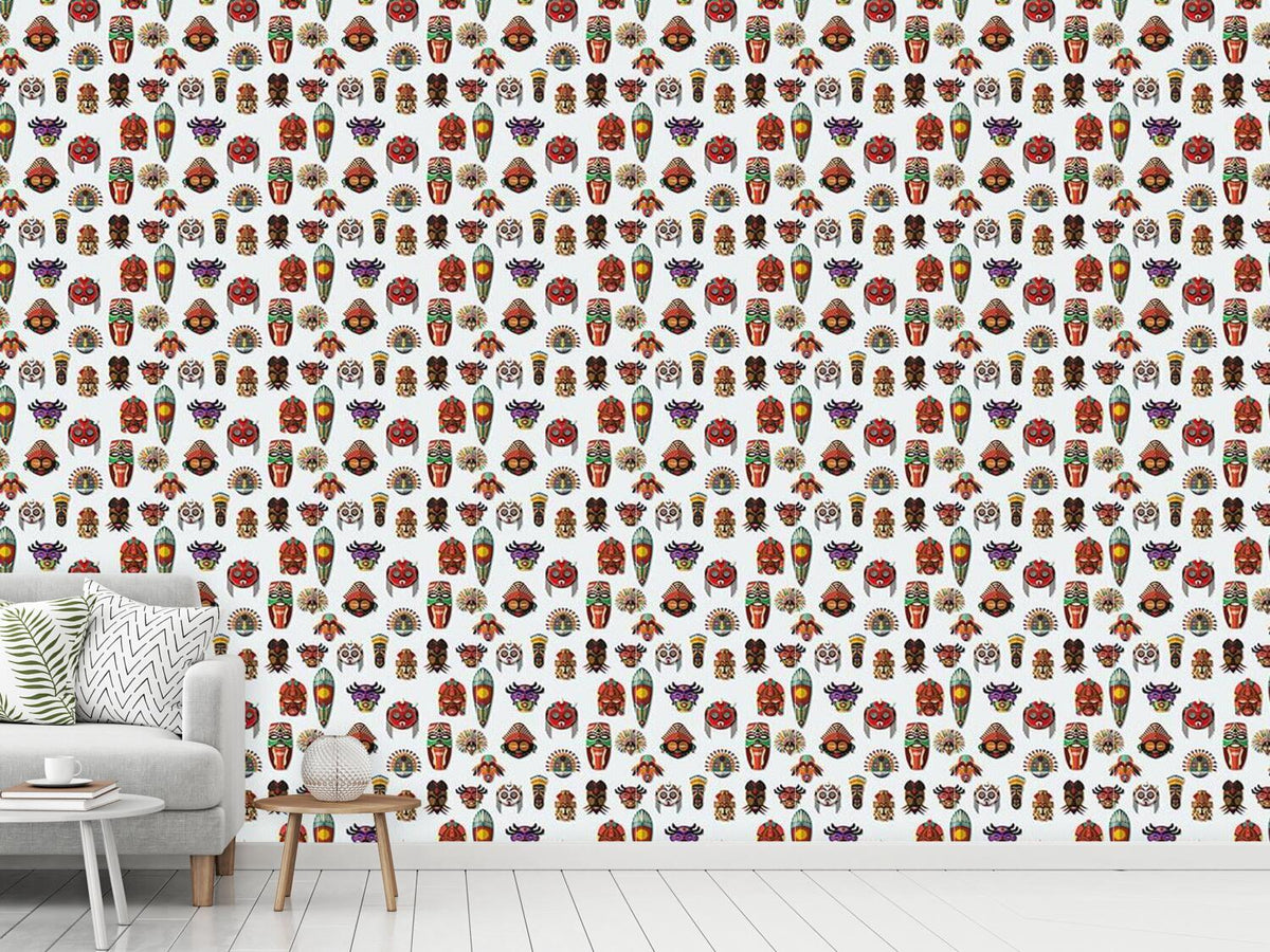 patterned-wallpaper-masks-on-the-wall