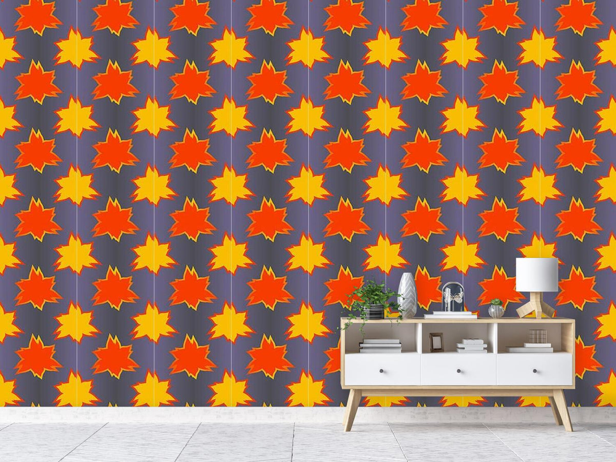 patterned-wallpaper-flaming-leaf