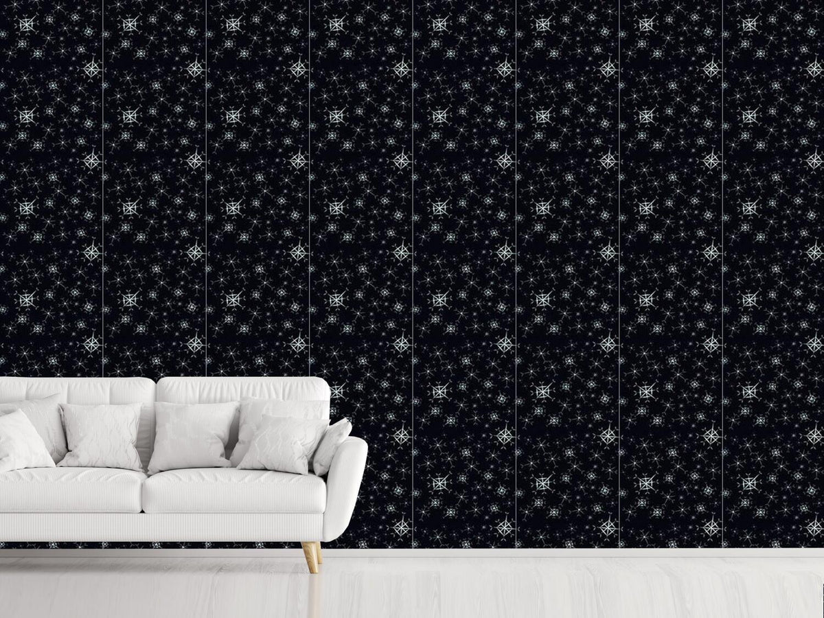 patterned-wallpaper-sparkling-snowflakes