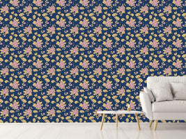 patterned-wallpaper-darkblue-bouquet